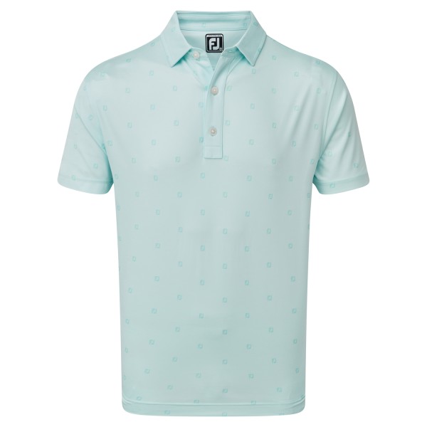 Footjoy Smooth Pique FJ Tonal Print Polo Herren eisblau