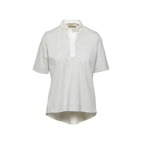 Spoon Taped Placket Pique Polo Damen grau