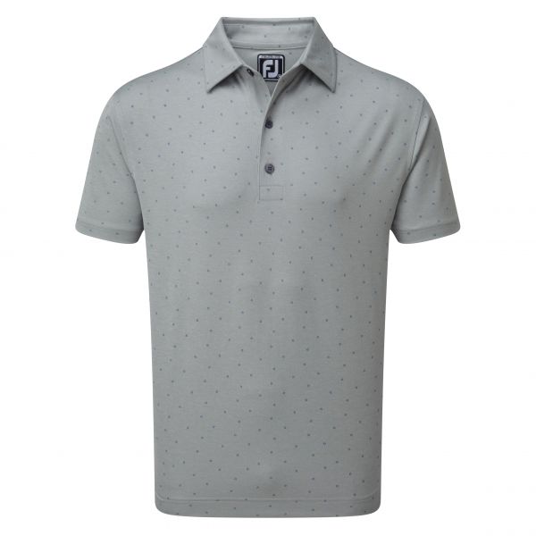Footjoy Smooth Pique FJ Print Polo Herren grau/blau