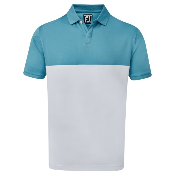 Footjoy Lisle Eng Block Polo Herren weiß/blau