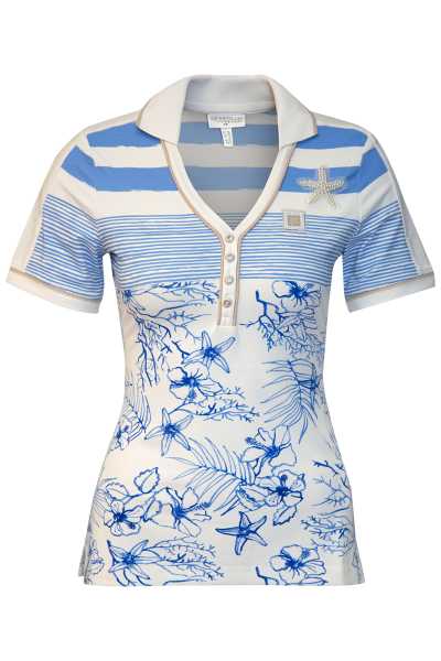 Sportalm Elisa Polo Damen provenceblau/weiß