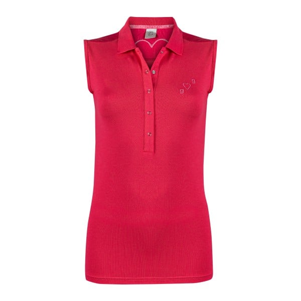 Girls Golf Red Love Sleeveless Polo Damen