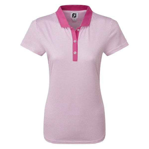 Footjoy Cap Sleeve Micro Interlock Dot Print Polo Damen rosa