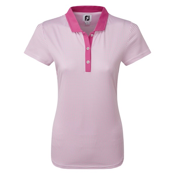 Footjoy Cap Sleeve Micro Interlock Dot Print Polo Damen rosa 