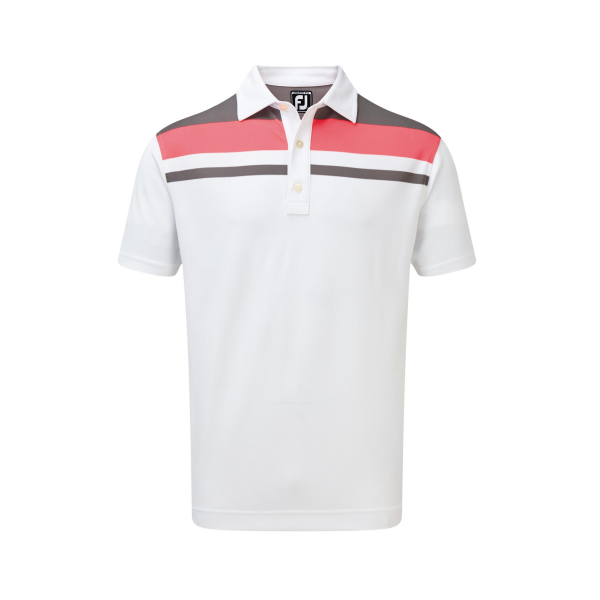 Footjoy Stretch Pique Colour Block Yoke Polo Herren weiß/pink