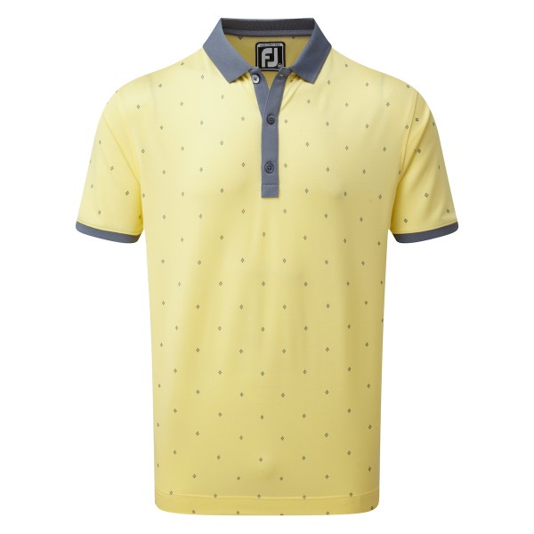 Footjoy Birdseye Argyle Print with Knit Collar Polo Herren gelb