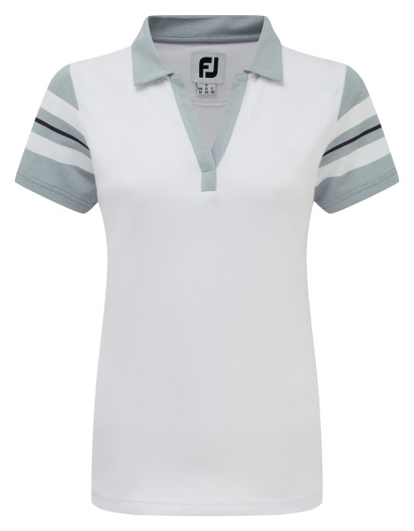 Footjoy Baby Pique Sleeve Stripe Polo Damen weiß/grau/navy