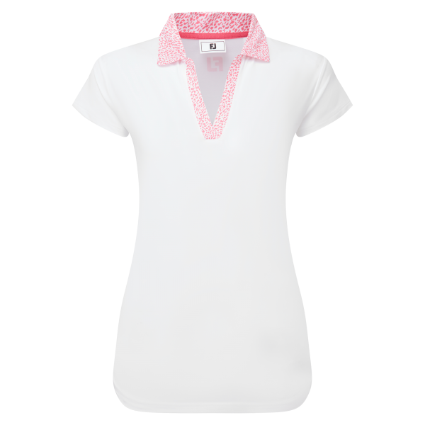 Footjoy Cap Sleeve Print Trim Lisle Polo Damen