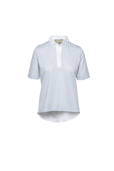Spoon Taped Placket Striped Polo Damen weiß/hellblau