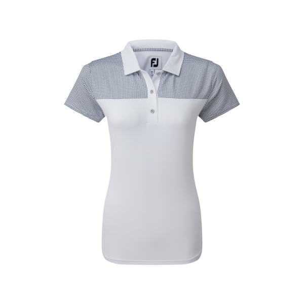 Footjoy Lisle Shirt with Dot Print Yoke Polo Damen weiß/navy