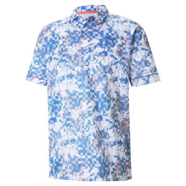 Puma Tech Pique Botanical Polo Herren blau/weiß