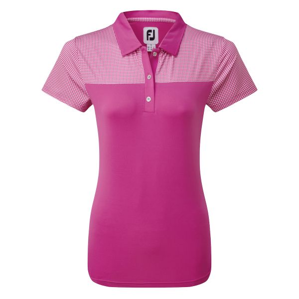 Footjoy Lisle Shirt with Dot Print Yoke Polo Damen rosa/weiß