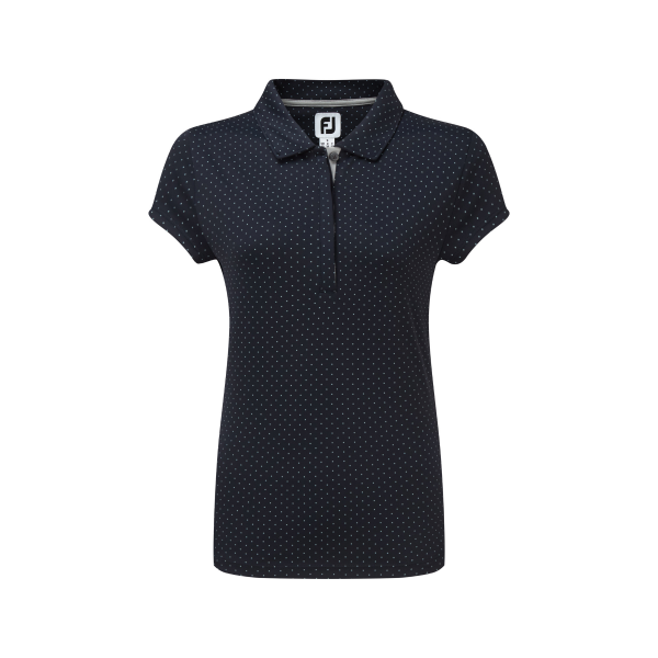 Footjoy Smooth Pique with Pin Dot Print Polo Damen navy/grau