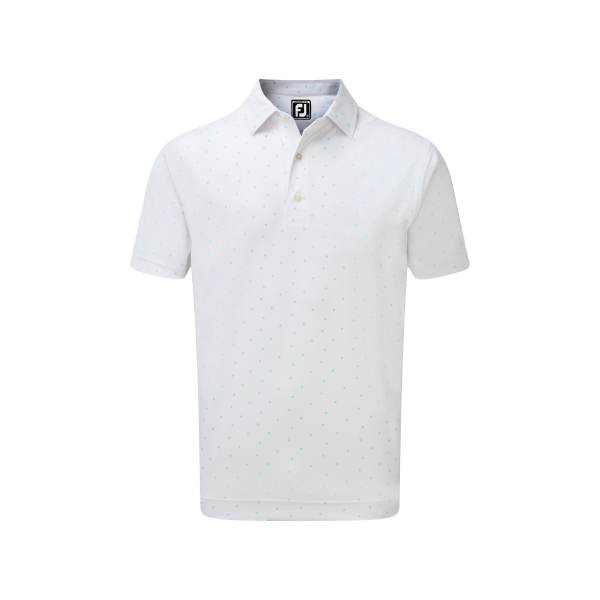 Footjoy Smooth Pique with FJ Print Polo Herren weiß/blau