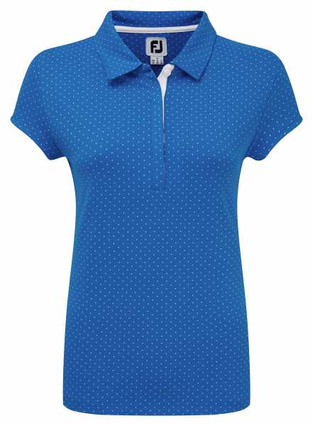 Footjoy Smooth Pique with Pin Dot Print Polo Damen blau/weiß