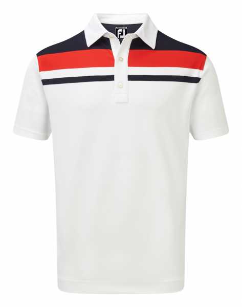 Footjoy Stretch Pique Colour Bloke Yoke Polo Herren weiß/navy