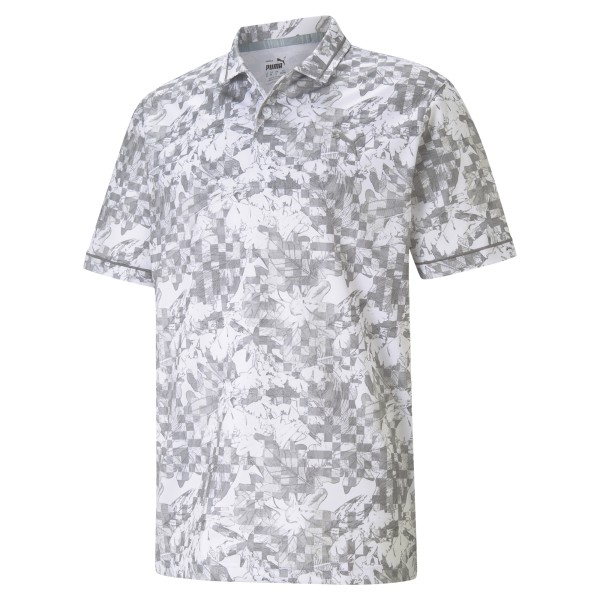 Puma Tech Pique Botanical Polo Herren grau/weiß