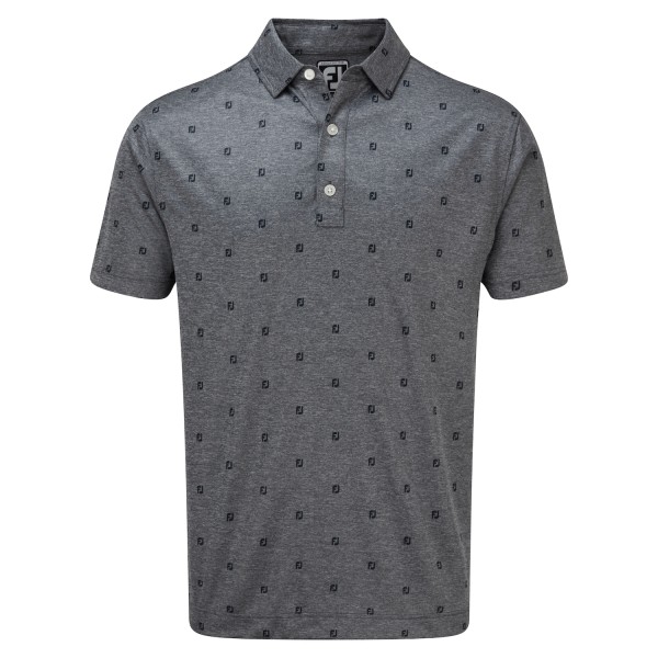 Footjoy Smooth Pique FJ Tonal Print Polo Herren dunkelgrau