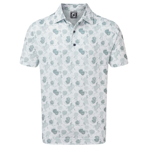 Footjoy Stretch Pique Floral Lisle Polo Herren weiß/grau