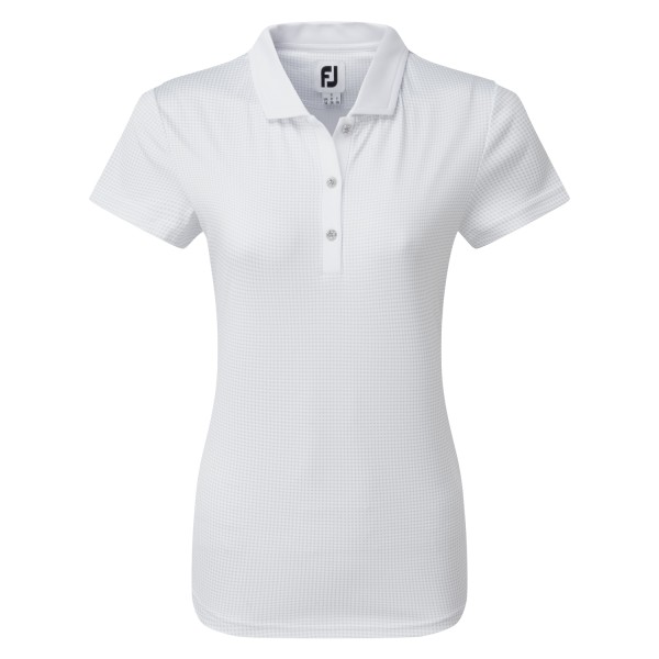 Footjoy Cap Sleeve Micro Interlock Dot Print Polo Damen weiß