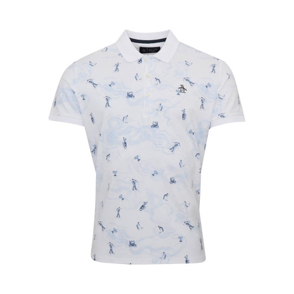 Penguin Golf allover Golfer Polo Herren weiß