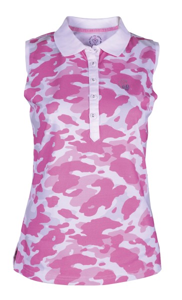 Girls Golf Camo Pink sleeveless Polo Damen weiß