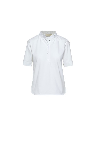 Spoon Collar Double Pique Polo Damen weiß