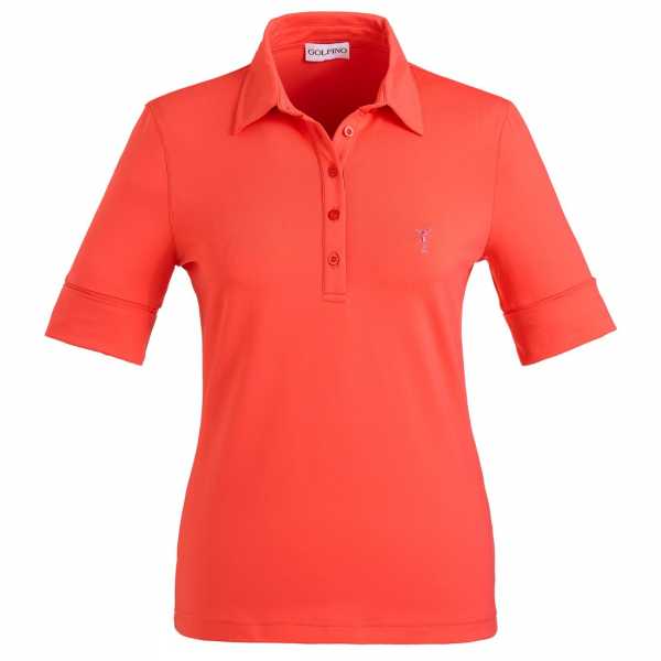 Golfino Kurzarm Damen Poloshirt mit Sonnenschutz Papaya organge