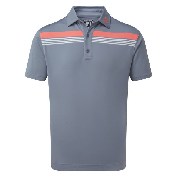 Footjoy Stretch Pique Chestband Polo Herren grau/weiß