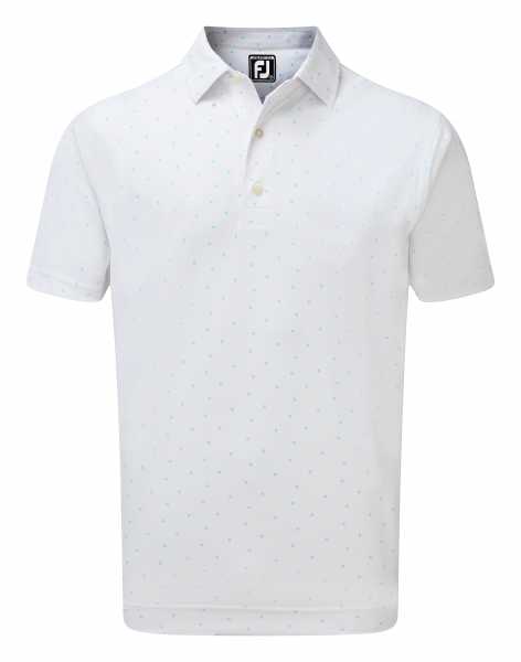 Footjoy Smooth Pique with FJ Print Polo Herren weiß/blau