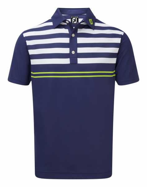 Footjoy Stretch Pique with Graphic Stripes Polo Herren navy/weiß/gelb