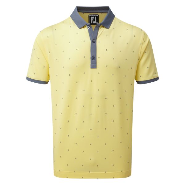 Footjoy Birdseye Argyle Print with Knit Collar Polo Herren gelb