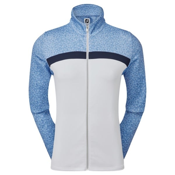 Footjoy Full-Zip Curved Block Mid-Layer Pullover Damen weiß/blau