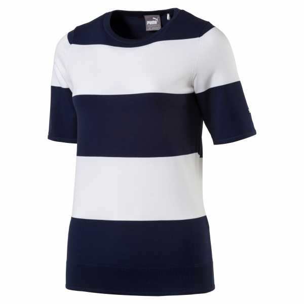 Puma short Sleeve Sweater Damen blockgestreift weiß/navy