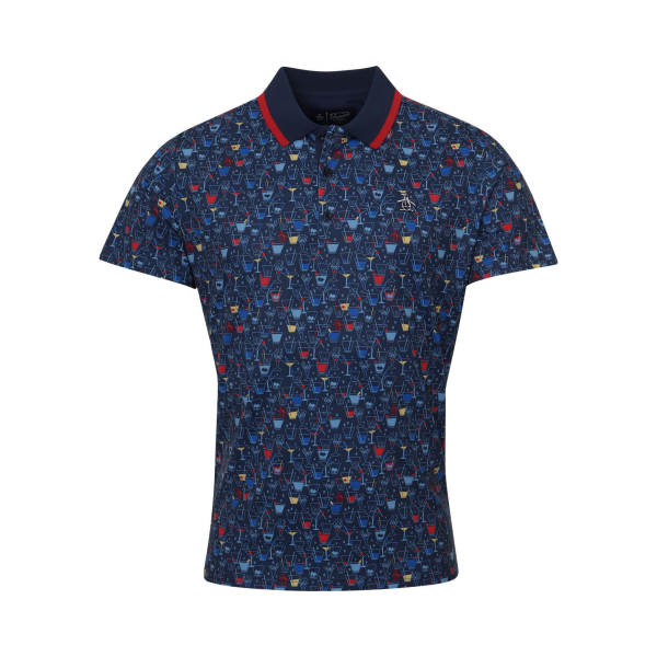 Penguin Golf printed Drinks Polo Herren navy