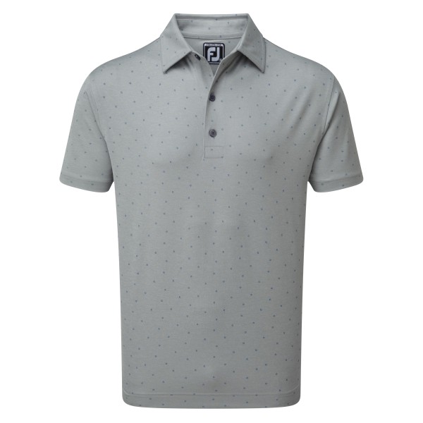Footjoy Smooth Pique FJ Print Polo Herren grau/blau