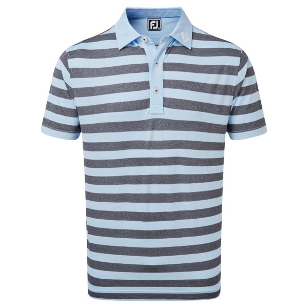 Footjoy Stretch Pique Rugby Stripe Polo Herren hellblau/navy