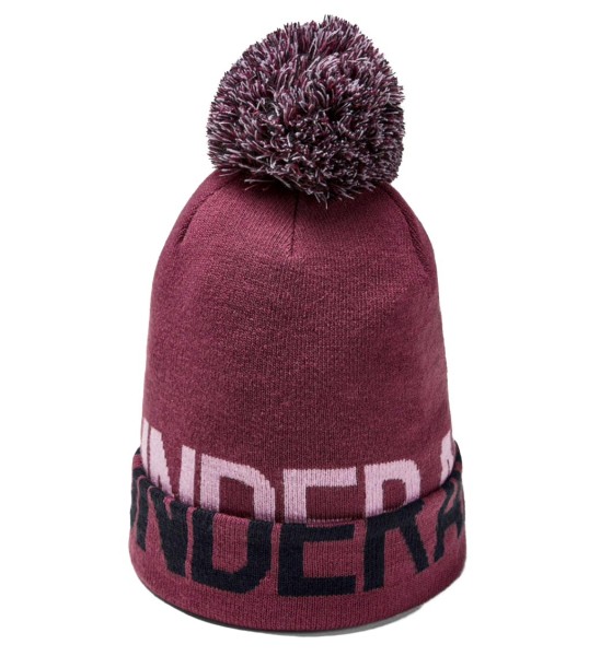 Under Armour Graphic Pom Beanie Mütze Damen rot
