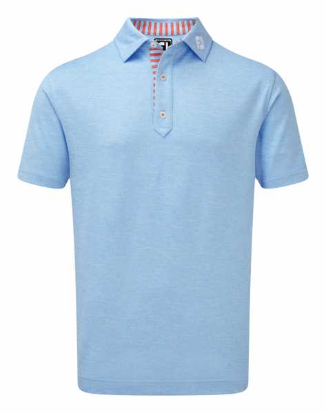 Footjoy Stretch Heather Pique with Stripe Trim Polo Herren hellblau
