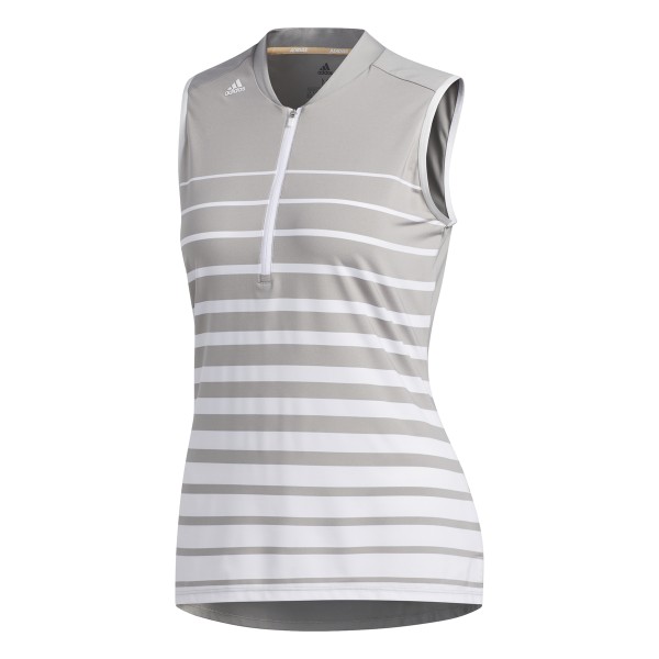 adidas Engineered Stripe Sleeveless Polo Damen grau/weiß