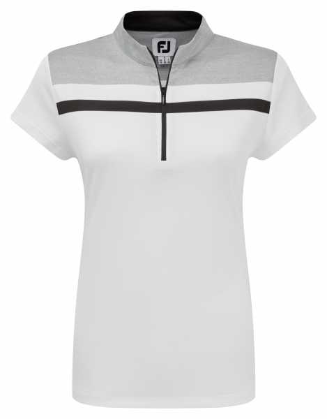 Footjoy Micro Interlock Colour Block Polo Damen weiß/grau/schwarz