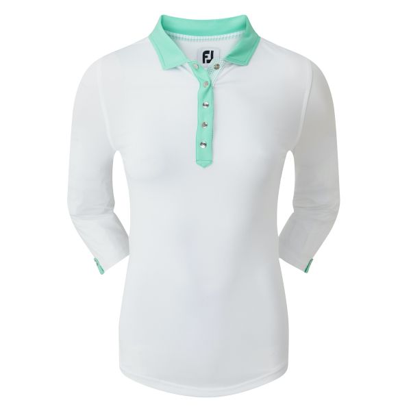 Footjoy Baby Pique 3/4 Sleeve Shirt Polo Damen weiß/grün