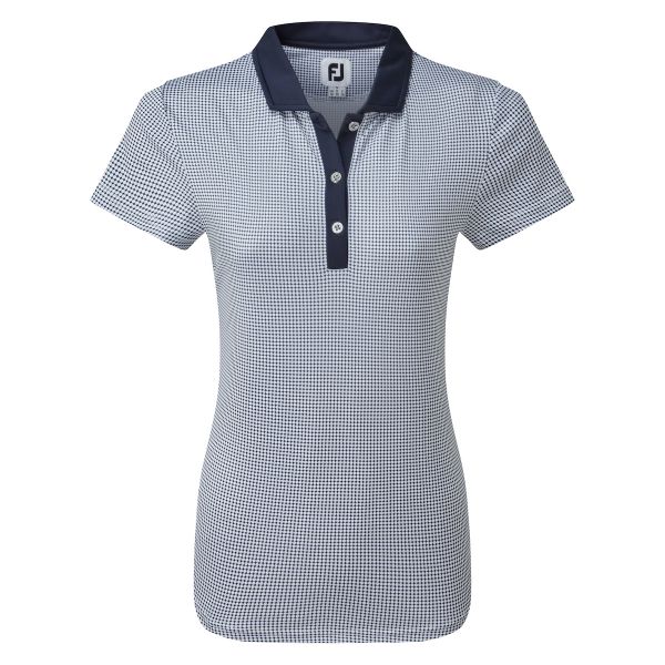 Footjoy Cap Sleeve Micro Interlock Dot Print Polo Damen navy