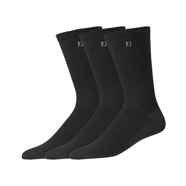 Calcetines Footjoy ProDry Crew para hombre, paquete de 3 unidades, color negro