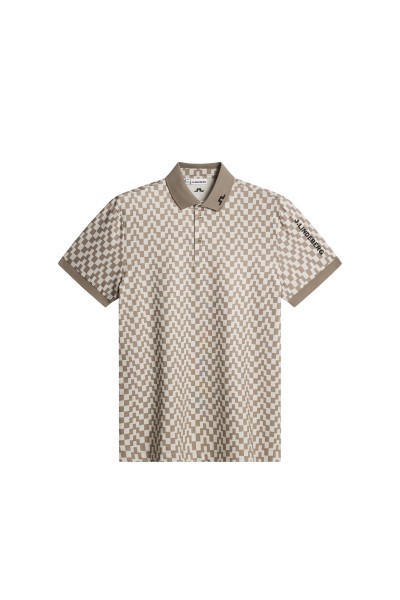 J.Lindeberg Tour Tech Print Polo Herren L beige/weiß