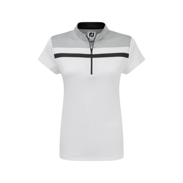 Footjoy Micro Interlock Colour Block Polo Damen weiß/grau/schwarz