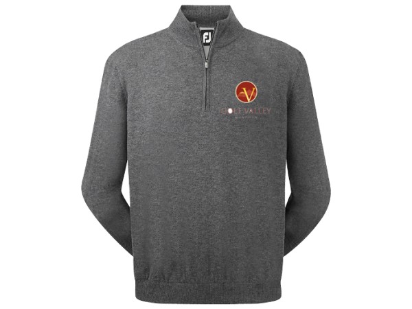 Footjoy Lammwolle gefüttert 1/2-Zip Herren grau mit Valley-Logo