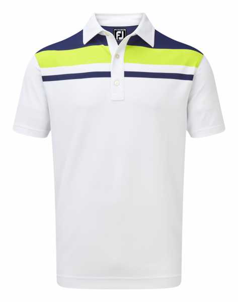 Footjoy Stretch Pique Colour Block Yoke weiß/blau/gelb