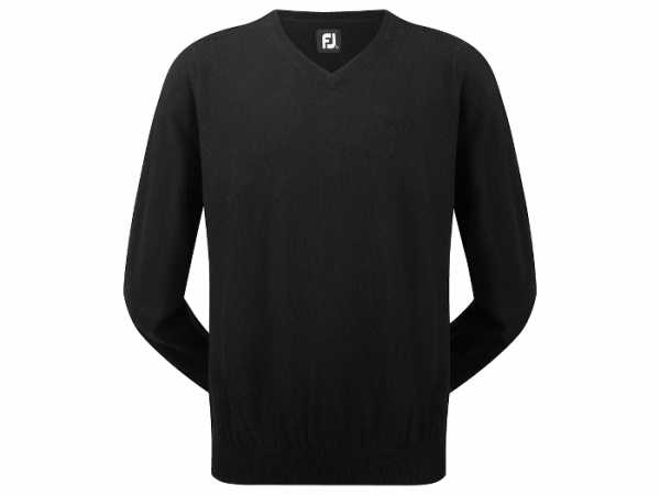 Footjoy Lammwolle Pullover V-Neck Herren schwarz mit Valley-Logo