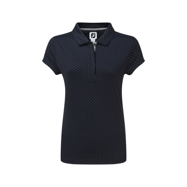 Footjoy Smooth Pique with Pin Dot Print Polo Damen navy/grau